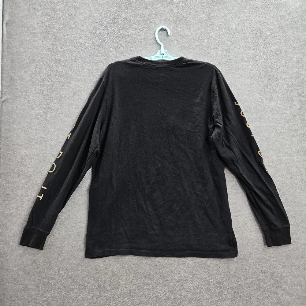 Nike‎ Men Shirt L Black Air Swoosh Logo Graphic Print Long Sleeve Crew Neck Tee